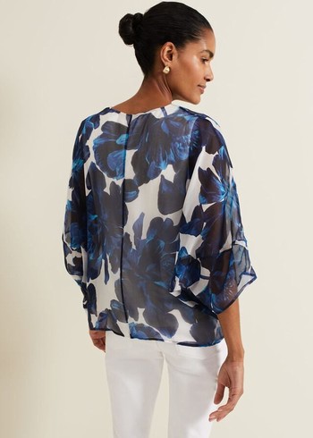 Phase Eight Syra Silk Shirts Blue Australia | GU1530247